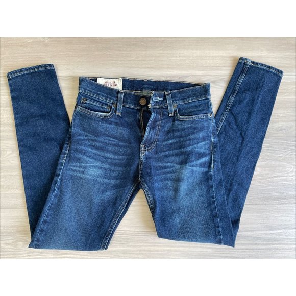 Hollister Super Skinny Jeans Womens Sz 26x30 Dark Blue‎ Wash Excellent Condition - Picture 1 of 11